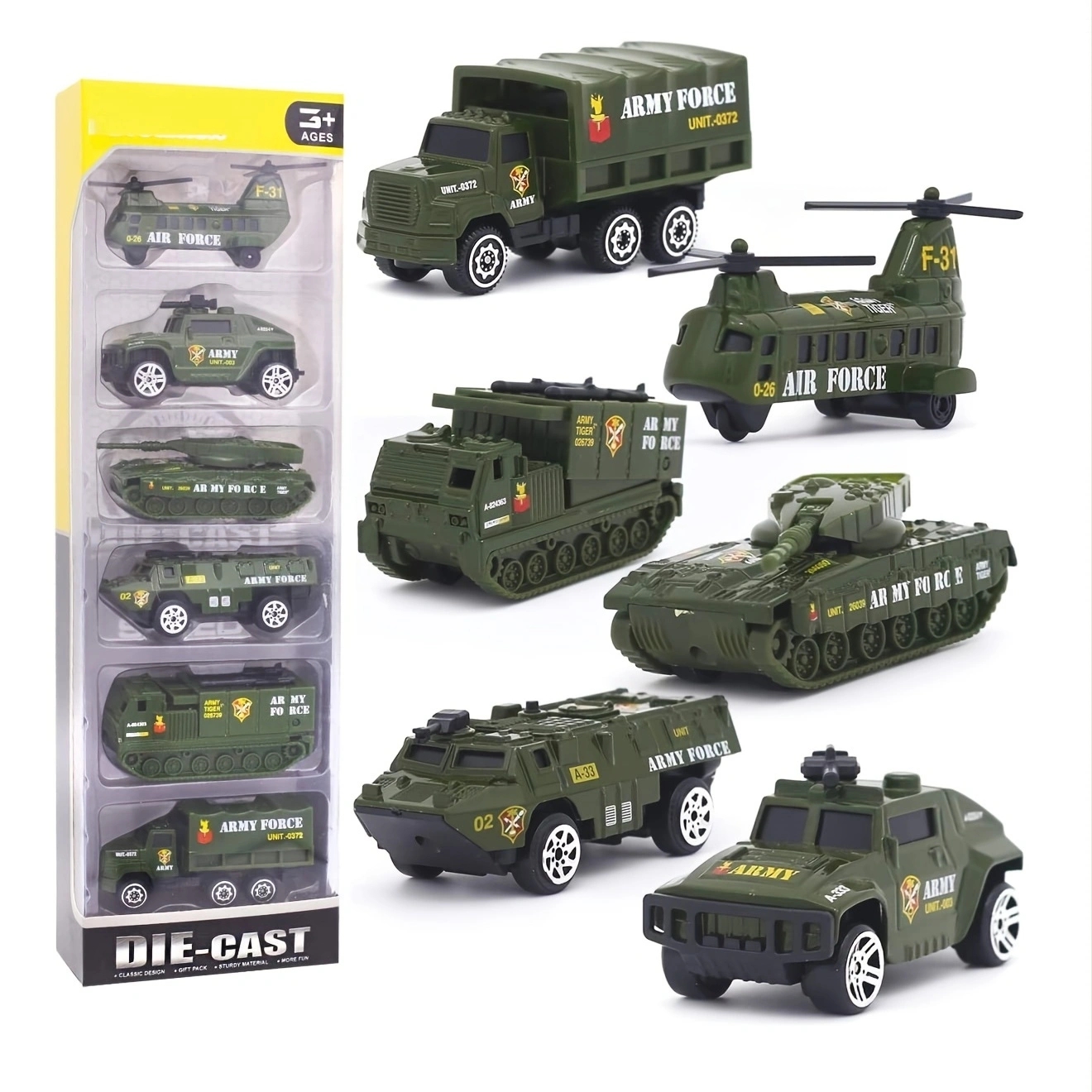 KSF Mini Rebound Car Set  sliding die-cast toy truck military car