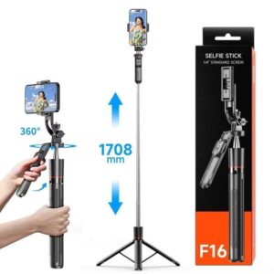 New F16 Super Long 1.88m Selfie Stick for Outdoor Photography with Face Tracking System, Tripod, and Phone Holder
